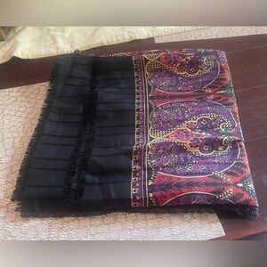 Vintage Liz Sinclair scarve shawl black with multicolor